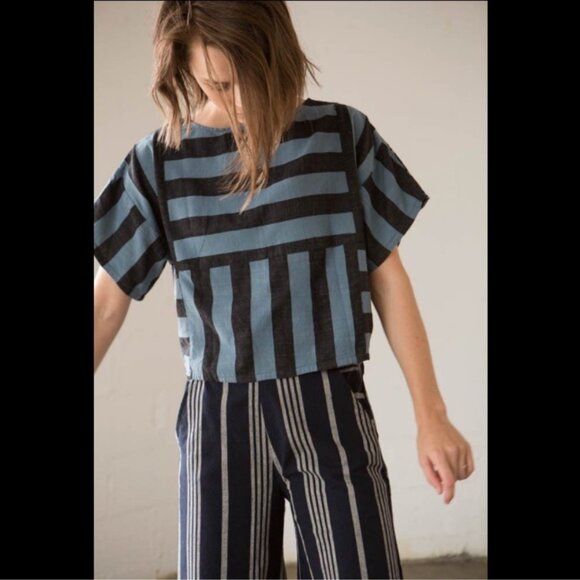 Ace & Jig Tops - Ace & Jig Clarke Top Selvedge Striped Cotton Size M